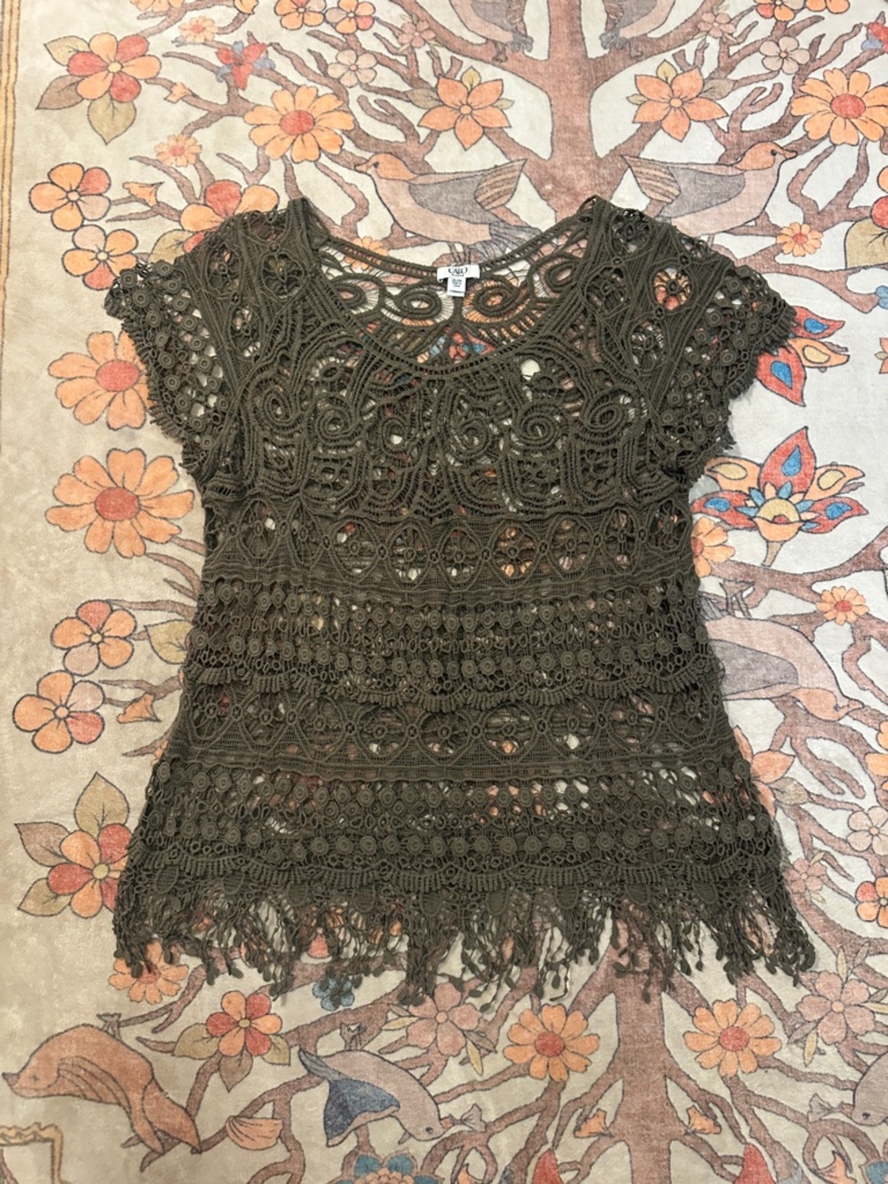 Cato Olive Green Crochet Lace Camisole Top size 26/28W